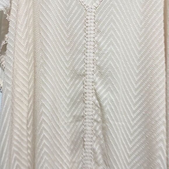 Lovestitch Kaftan Dress Ivory Small-Medium Chevron V Neck Crochet Lace Trim - Picture 4 of 13